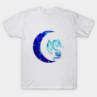 Blue Crescent Moon and Dragon T-Shirt